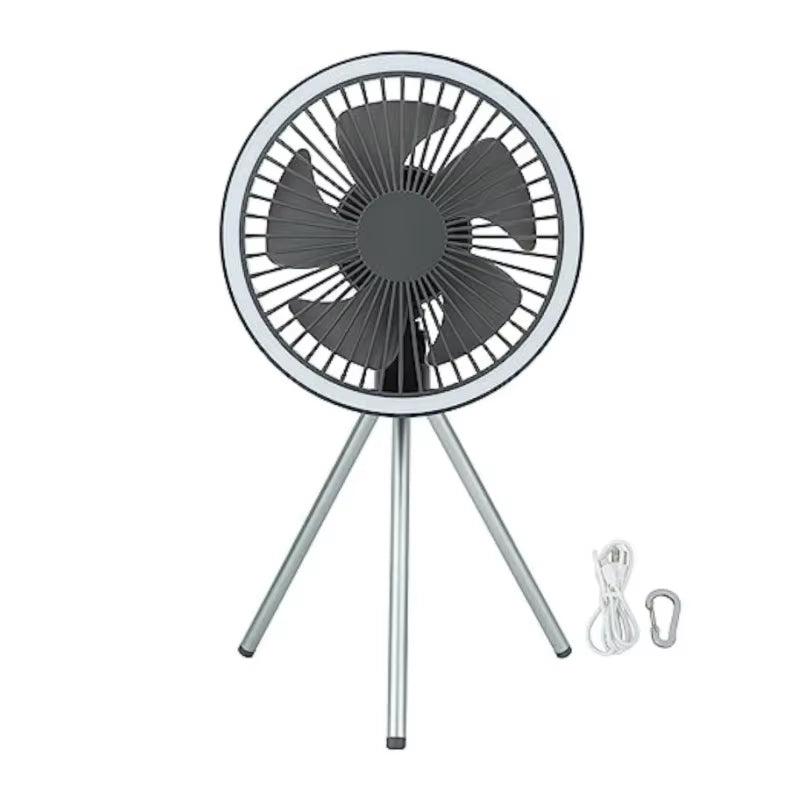 10000Mah Camping Fan Rechargeable Desktop Portable Circulator Wireless Ceiling Electric Fan with Power Bank LED Lighting