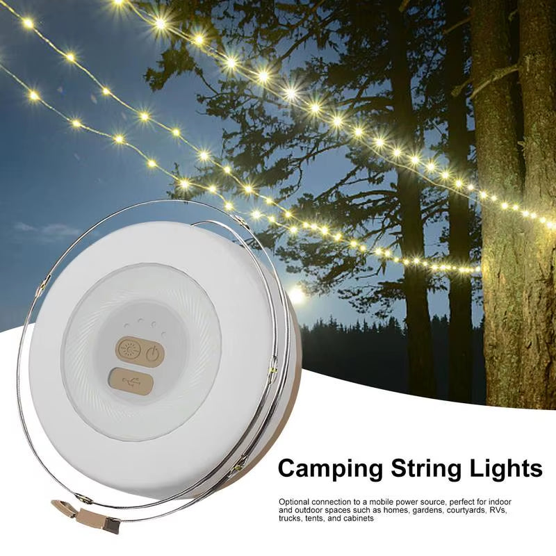 Outdoor Camping String Lights Tent Lights Camping Lights String Adjustable Brightness Rechargeable Camp Lights Camping Accessory