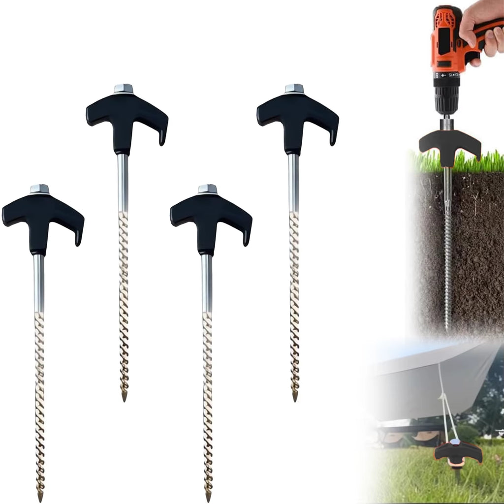 8" Screw in Tent Stakes- Ground Anchors Screw,2024 New Screw in Tent Stakes Heavy Duty Tent Stakes for Outdoor Camping