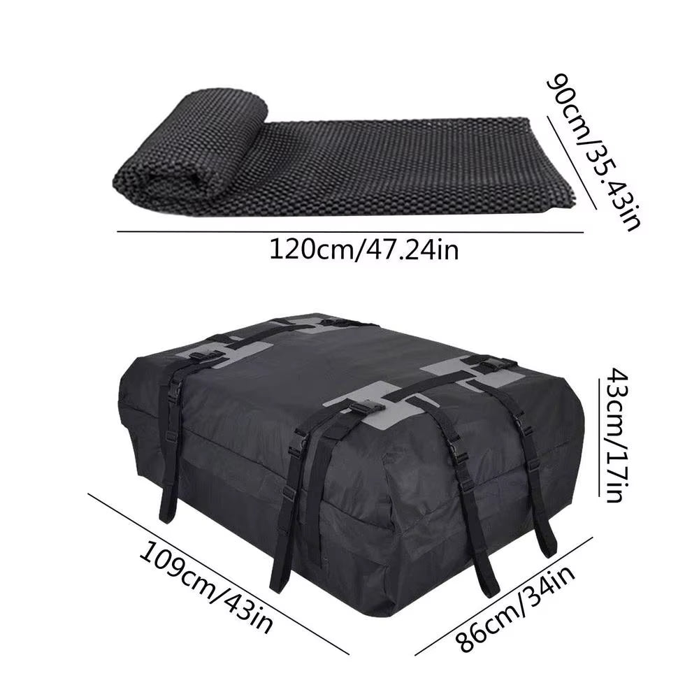 120X51X51Cm Waterproof Car Cargo Roof Bag Waterproof Rooftop Luggage Carrier Black Storage Travel Waterproof SUV Van Security