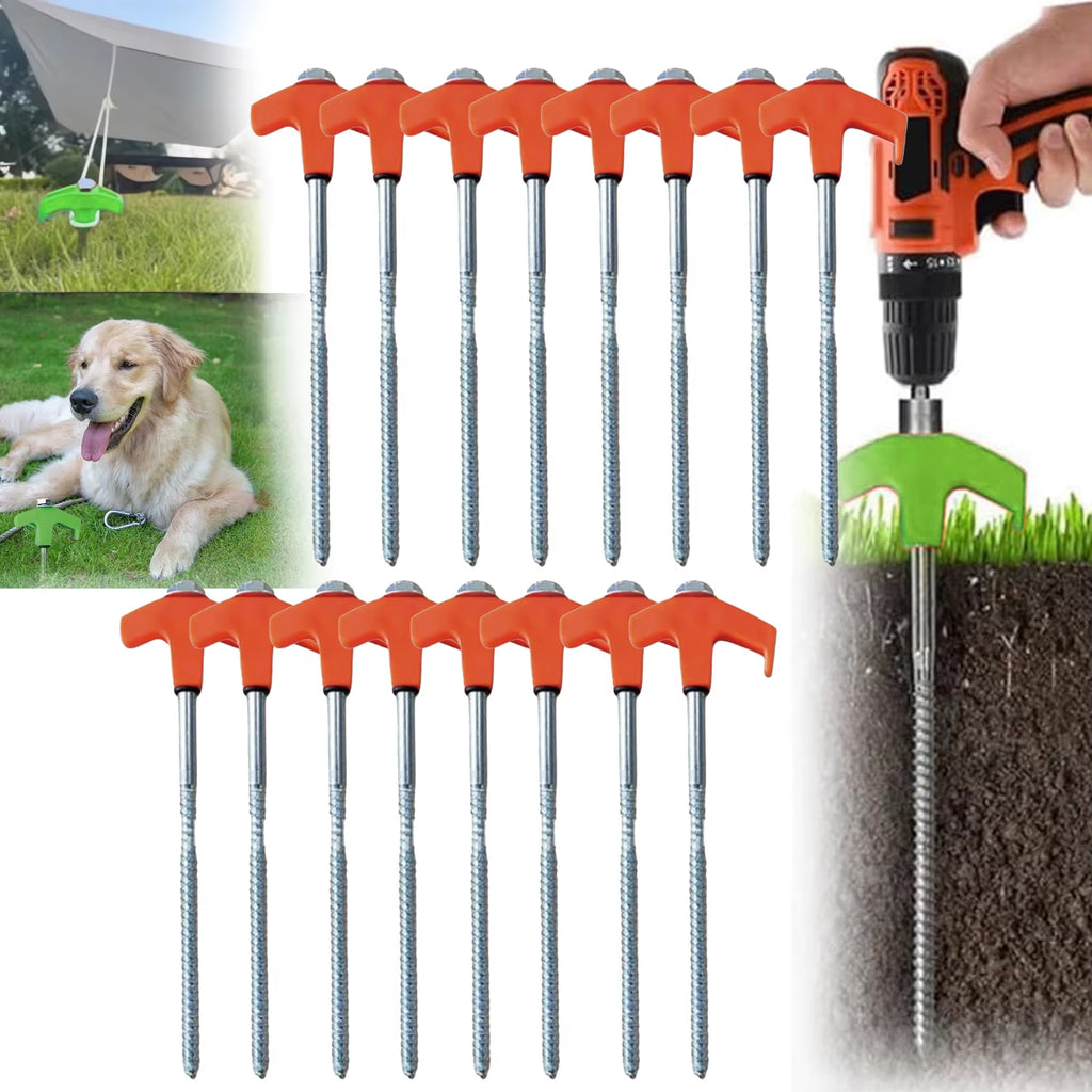 8" Screw in Tent Stakes- Ground Anchors Screw,2024 New Screw in Tent Stakes Heavy Duty Tent Stakes for Outdoor Camping
