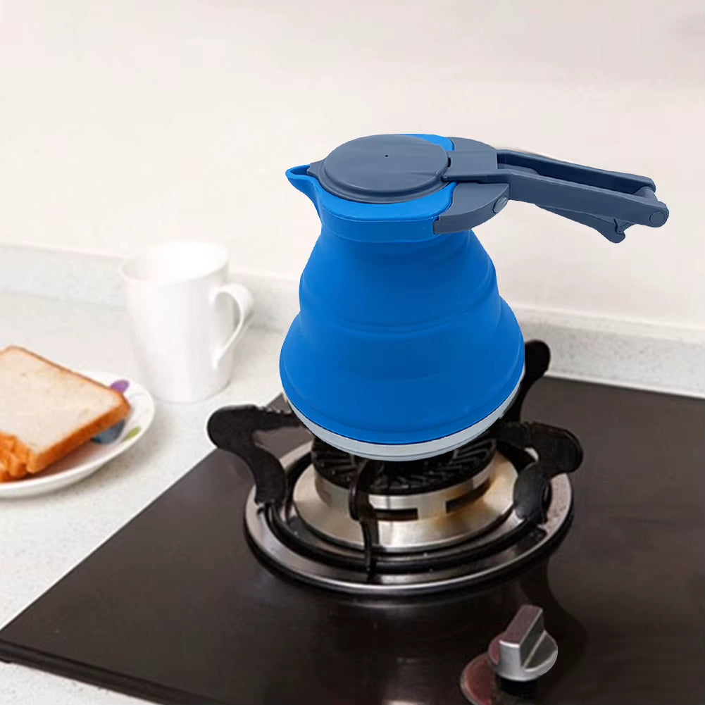 1.5L Collapsible Camping Kettle Camping Coffee Pot Plastic Handle Foldable Water Kettle Silicone Camping Pot for Camping Hiking