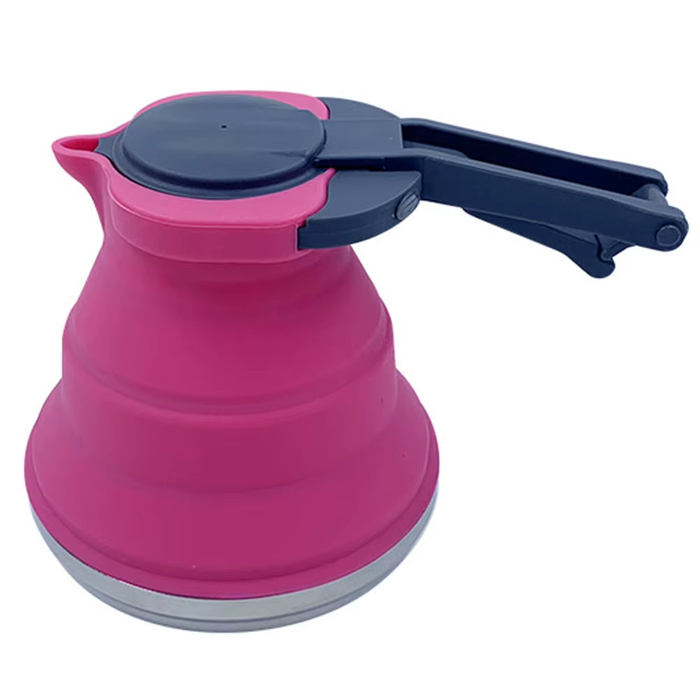 1.5L Collapsible Camping Kettle Camping Coffee Pot Plastic Handle Foldable Water Kettle Silicone Camping Pot for Camping Hiking