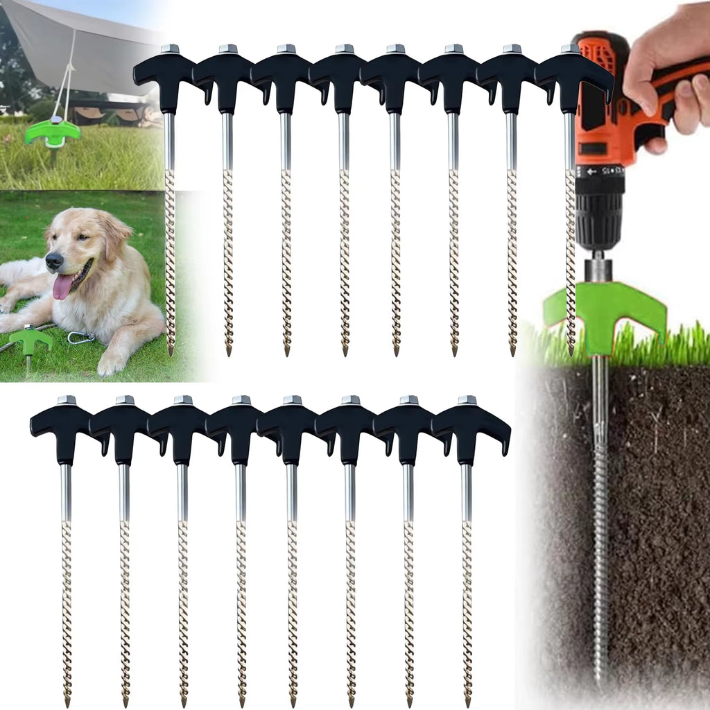 8" Screw in Tent Stakes- Ground Anchors Screw,2024 New Screw in Tent Stakes Heavy Duty Tent Stakes for Outdoor Camping