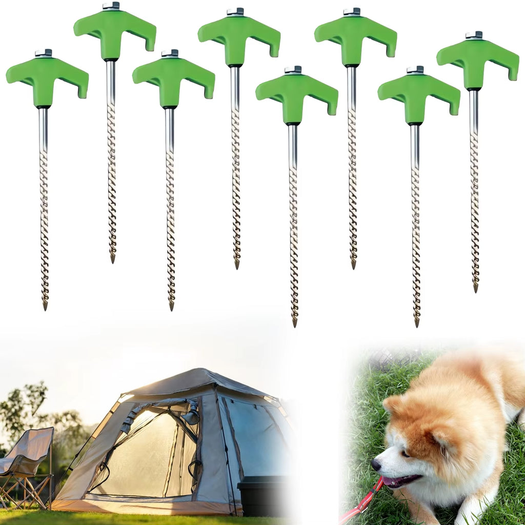 8" Screw in Tent Stakes- Ground Anchors Screw,2024 New Screw in Tent Stakes Heavy Duty Tent Stakes for Outdoor Camping
