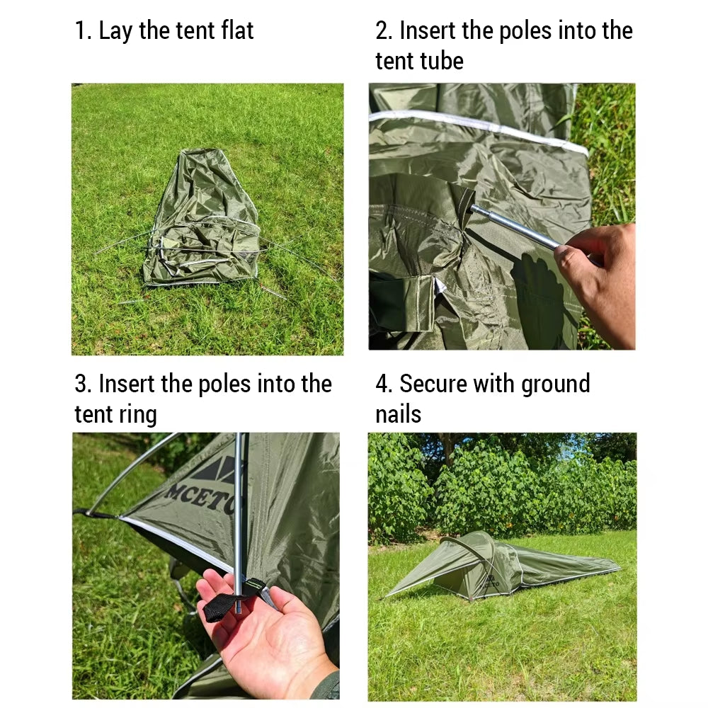 Ultralight Single Person Bivy Tent Waterproof 1 Man Tent for Camping Hiking Backpacking