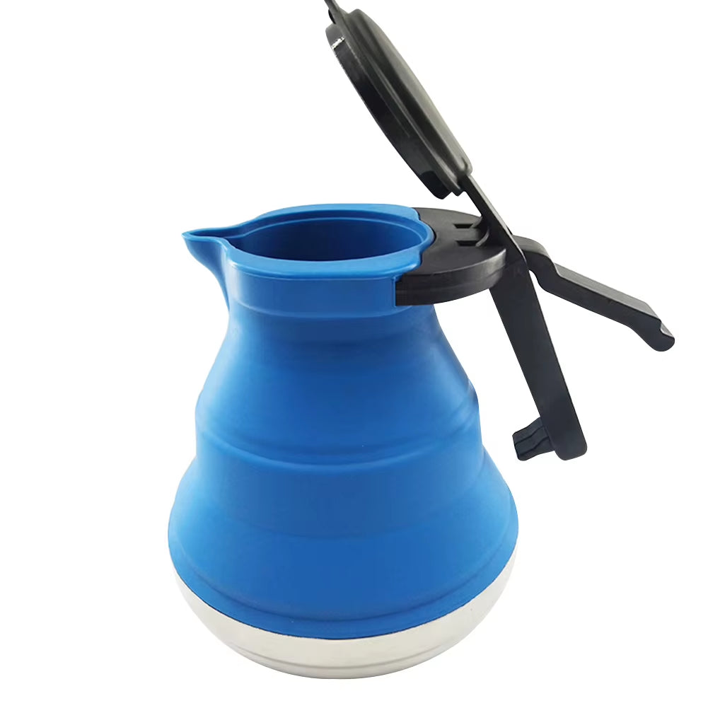1.5L Collapsible Camping Kettle Camping Coffee Pot Plastic Handle Foldable Water Kettle Silicone Camping Pot for Camping Hiking