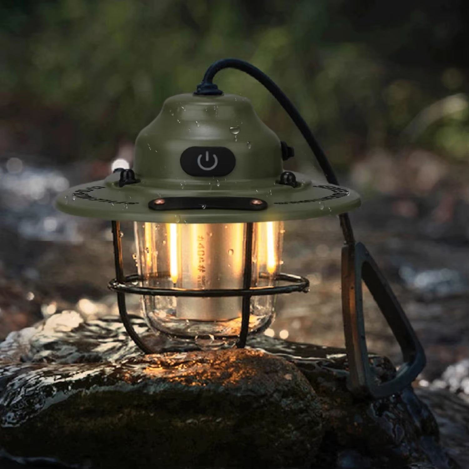 Camping Lantern Dimmable Camping Light Type C Charging Retro Camping Light 4 Light Modes Multifunction Fishing Camping