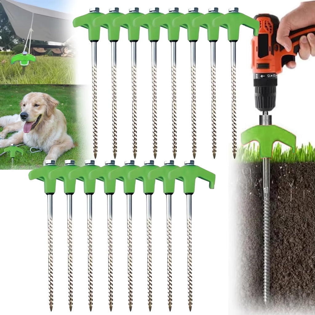 8" Screw in Tent Stakes- Ground Anchors Screw,2024 New Screw in Tent Stakes Heavy Duty Tent Stakes for Outdoor Camping