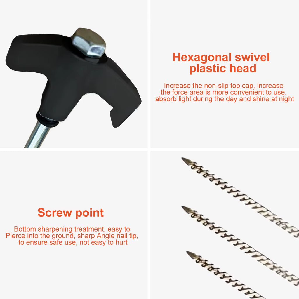 8" Screw in Tent Stakes- Ground Anchors Screw,2024 New Screw in Tent Stakes Heavy Duty Tent Stakes for Outdoor Camping