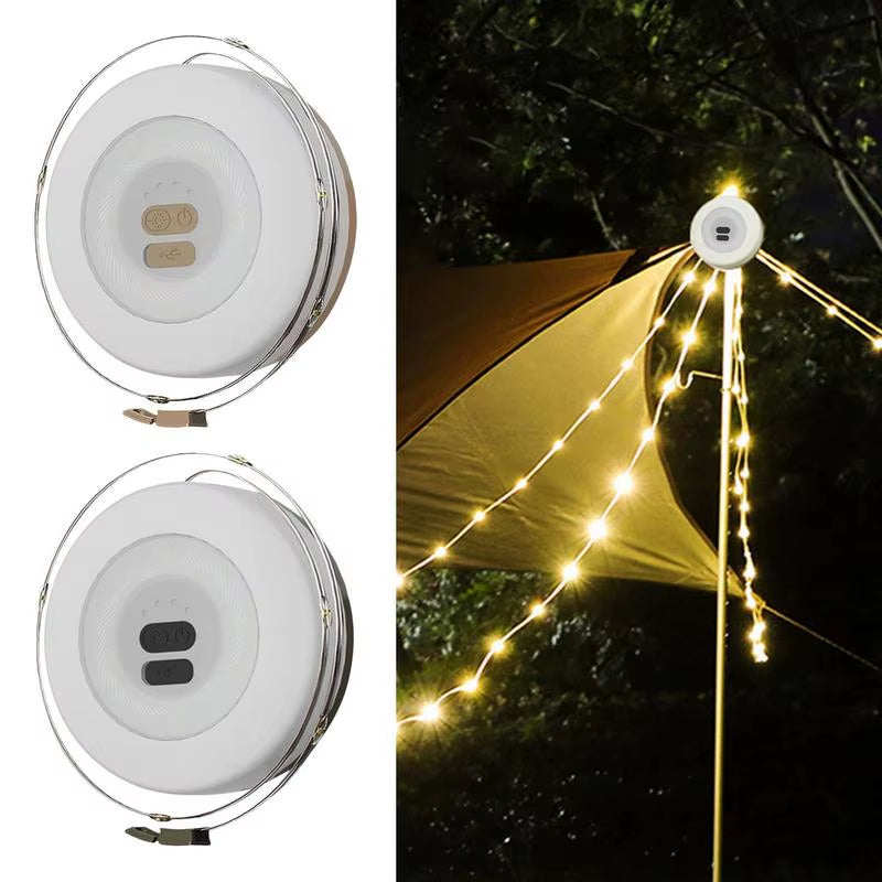Outdoor Camping String Lights Tent Lights Camping Lights String Adjustable Brightness Rechargeable Camp Lights Camping Accessory