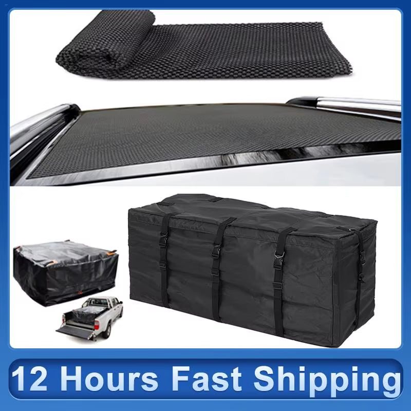 120X51X51Cm Waterproof Car Cargo Roof Bag Waterproof Rooftop Luggage Carrier Black Storage Travel Waterproof SUV Van Security